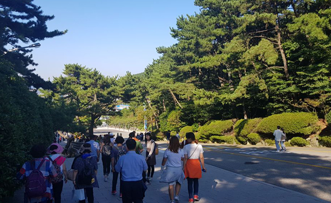 태종대 주변 산책하는 방문객