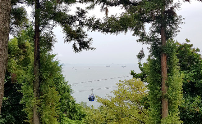 여수 자산공원에서 바라본 해상케이블카