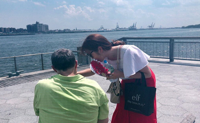 미국, 뉴욕, pier 15, 친수공간에서의 설 문조사 사진